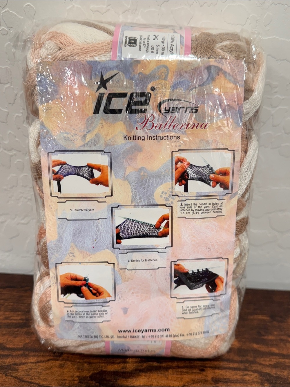 NWT Ice Yarn Ballerina Ruffle Yarn Lot of 4 Skeins White, Cream, Tan
